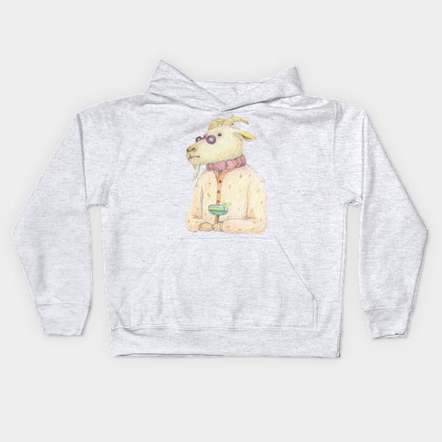 Goat and Grasshopper Kids Hoodie by hahaha.creative